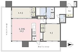 パークタワー川口本町 2LDKの間取図画像