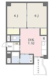 中村ビル 2DKの間取図画像