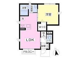 クオレール 1LDKの間取図画像