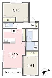 リーヴルKANEKO 2LDKの間取図画像