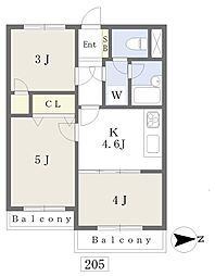 セザール赤塚公園 3Kの間取図画像