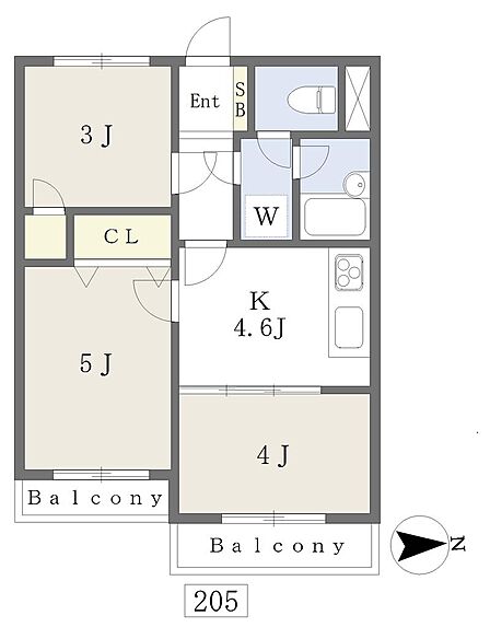 専有面積41.66m2（壁芯）バルコニー面積4.97m2