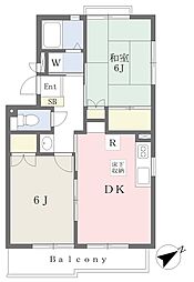 アランドパレスパート5 2DKの間取図画像