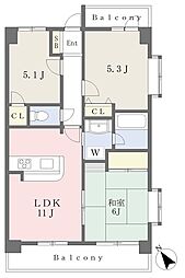 山田ビル 3LDKの間取図画像