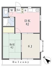 アランドパレスP2 2DKの間取図画像