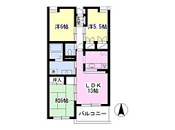 クレスト大島 3LDKの間取図画像