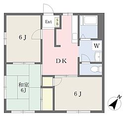 フォーレスト高柳B 3DKの間取図画像