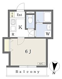 ウエストガーデン日進 1Kの間取図画像