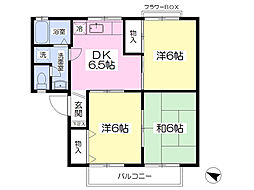フラワーヒルB 3DKの間取図画像