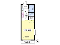 ヴィラシマエイB 1Kの間取図画像