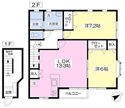 シャンス・クープル 2LDKの間取図画像