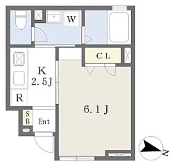 Ｂｅｌｌｅ　Ｈｅｉｍ 1階1Kの間取り