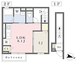 Ｂｅｌｌｅ　Ｈｅｉｍ 2階1LDKの間取り