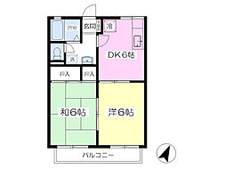 プラザM&M 2DKの間取図画像