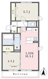サザンレイクK 2LDKの間取図画像