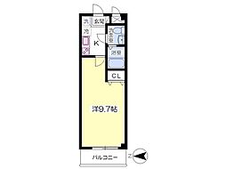 アビテ新越谷PART2 1Kの間取図画像