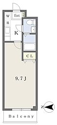 アビテ新越谷PART2 1Kの間取図画像