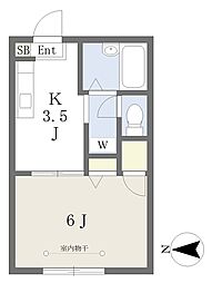 ジュネス笹久保 1Kの間取図画像