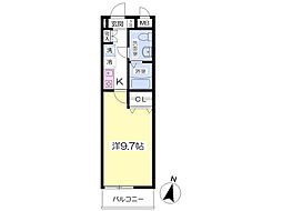 アンソレイユ有泉 1Kの間取図画像