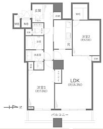 リズムタワー1 2LDKの間取図画像