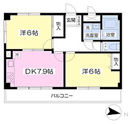 セレーノ彩都II 1階2DKの間取り