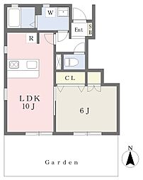カーサフェリーチェ 1階1LDKの間取り