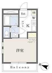 ラビングパレス新所沢 1Kの間取図画像