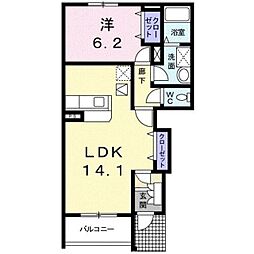 グレイスフルレジデンスＢ 1階1LDKの間取り