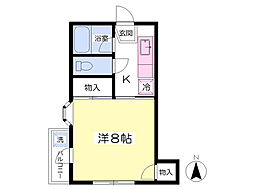 アダチメント3 1Kの間取図画像