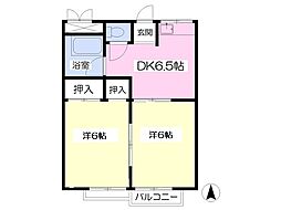ハイグレード御幸 2DKの間取図画像