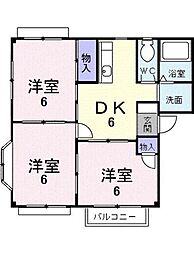 アーバンハイツ2 3DKの間取図画像