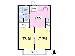 コーポ平野B 2DKの間取図画像