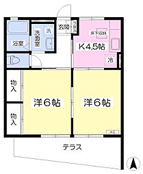 メゾン・エクセラン 1階2Kの間取り