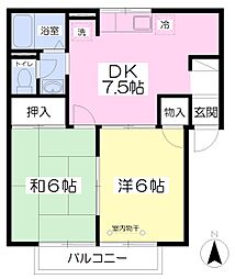 メゾン金古 2階2DKの間取り