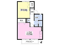 プランタン 202 2階1LDKの間取り