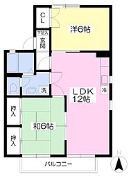 メゾン・ボヌール 2LDKの間取図画像