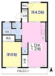 マツザワハイツ2 2LDKの間取図画像