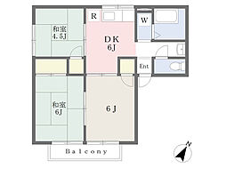 木村ハイツB 3DKの間取図画像