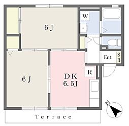 パルテール2 2DKの間取図画像
