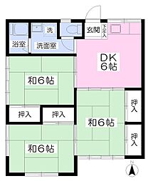 上ノ台ハイツ 3DKの間取図画像