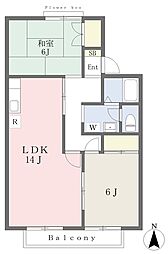 オヴジェ,ハイツ 2LDKの間取図画像