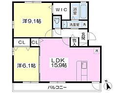 クレシア 2LDKの間取図画像
