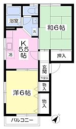 メゾン・オ・ソレイユ 1階2Kの間取り