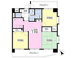 アバンサール市名坂 5階3LDKの間取り