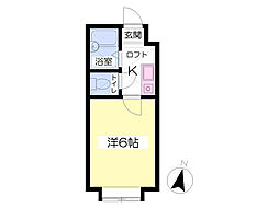 パルフェ台原 1Kの間取図画像