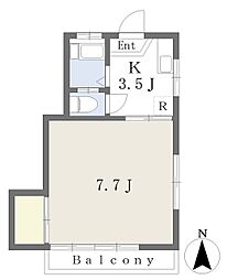 メゾン台原 1Kの間取図画像