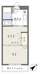 イーグルハイツ小松島2号館 2Kの間取図画像