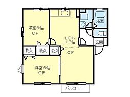 ローゼハイツ 2LDKの間取図画像