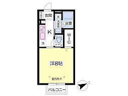 シャングリラ八乙女 1Kの間取図画像