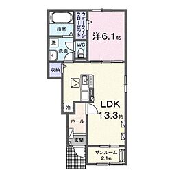 カーサ　みなと 1階1LDKの間取り